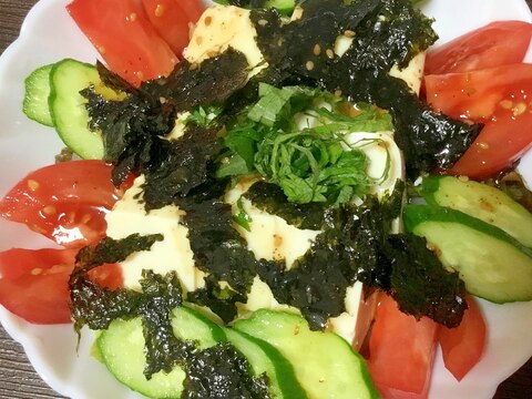 大葉と韓国海苔の豆腐サラダ